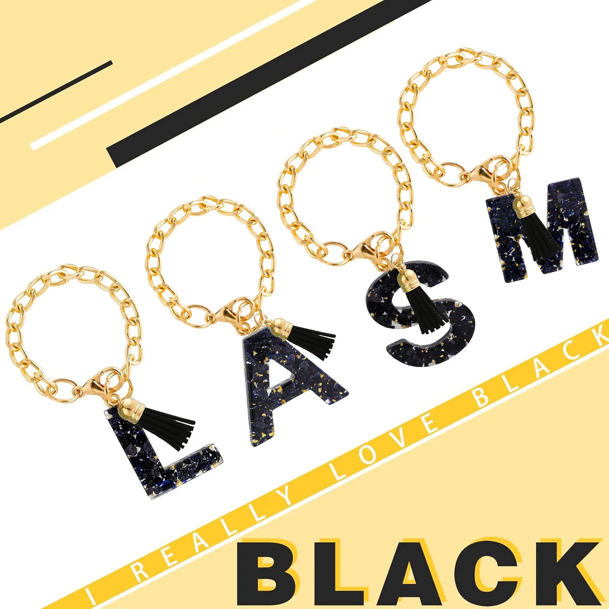 1/2 Piece of Stylish Classic Black Keychain, Handle Cup Chain, Water Bottle and Cup Accessories, Backpack, Women's Bag Letter Accessory Pendant