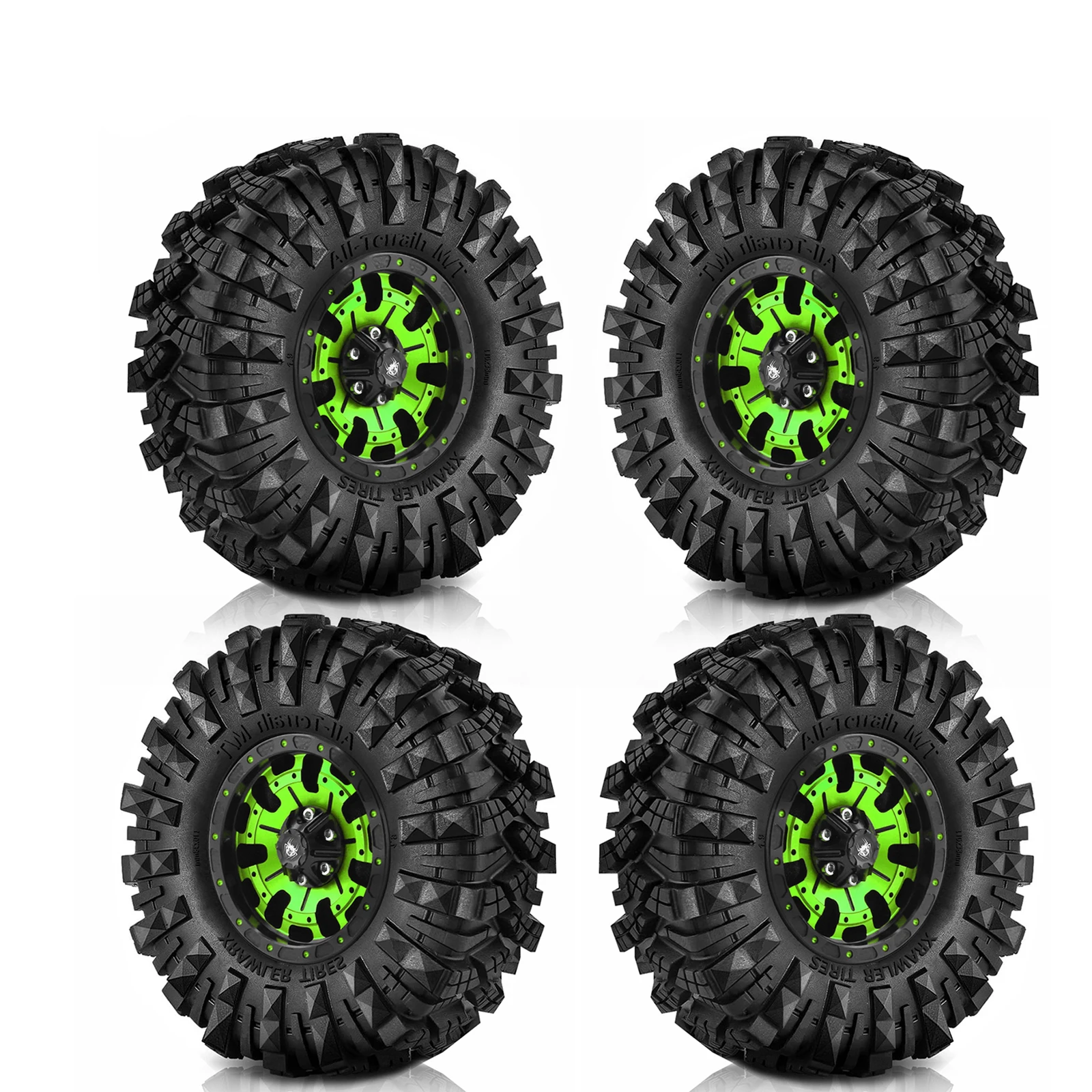 4pcs 1.9 Beadlock Wheels and Tires Set Metal wheels for 1/10 RC Crawler Car Axial SCX10 Pro Capra UTB18 TRX4