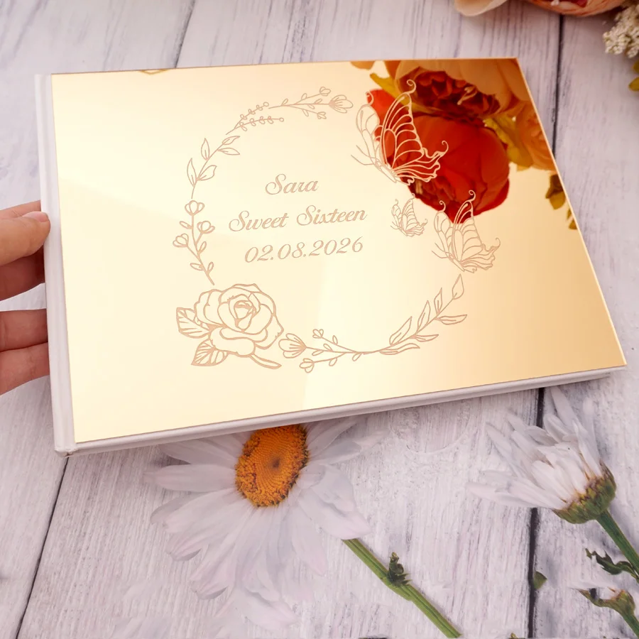 

Personalized 25x18cm Elegant Wedding Acrylic Signature Guestbook Hotel Reception Book Wedding Party Keepsake Graduation Gift