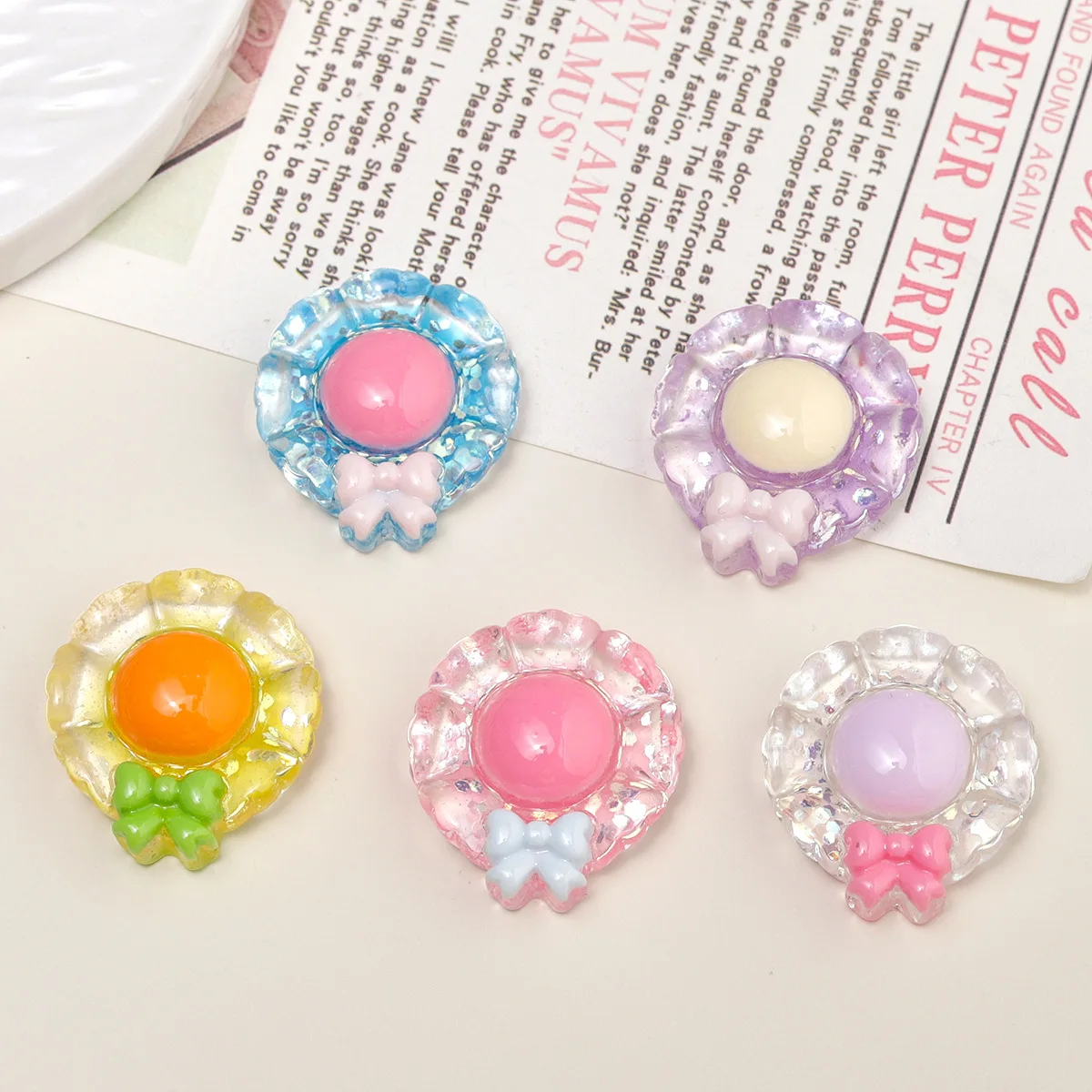 5 個ミニソ花漫画樹脂アクセサリー diy ジャンクケースチャーム手作りミニチュア材料ジュエリー工芸用品