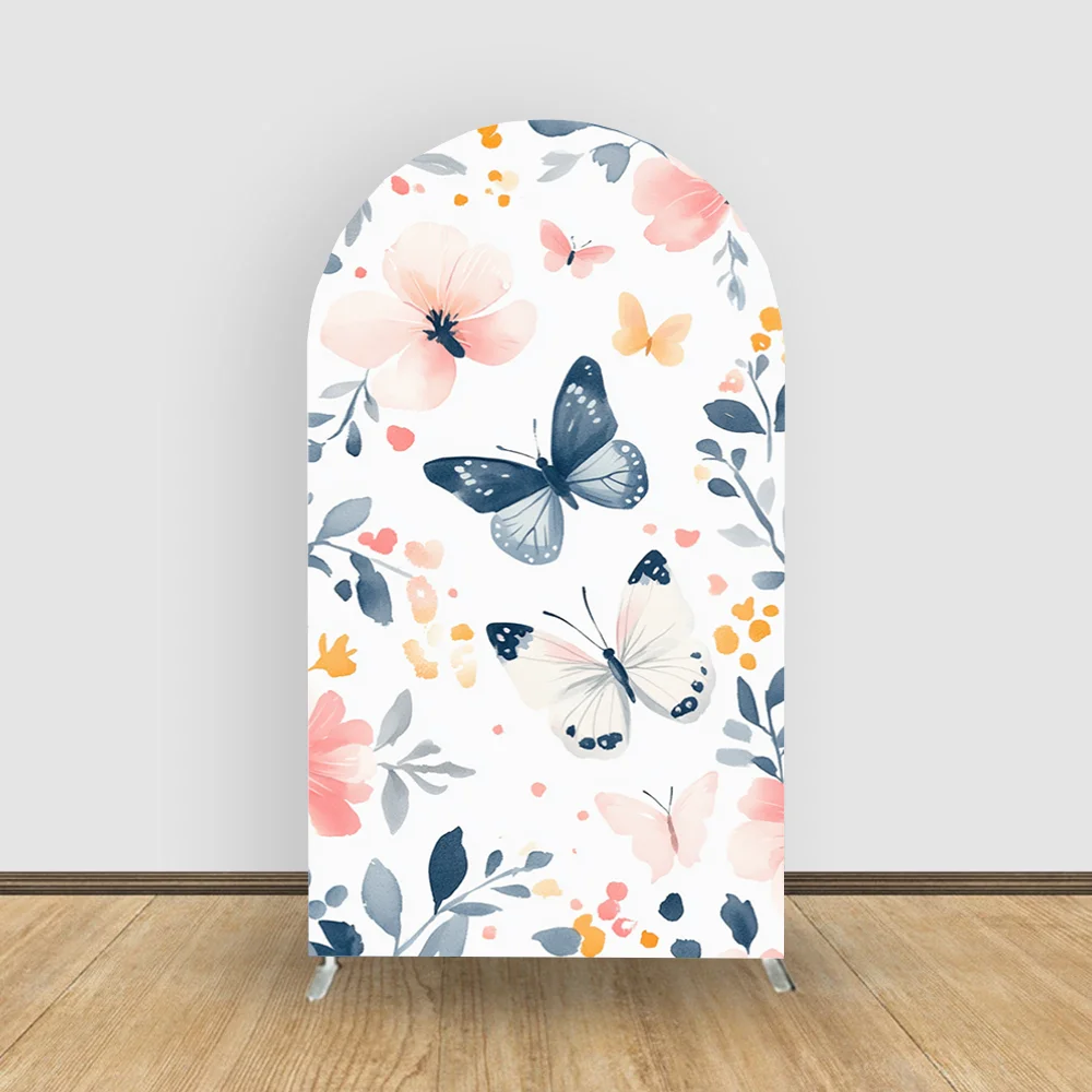 Double-Sided Colorful Butterfly Girl's Birthday Party Baby Shower Arch Cover Background Decoration Photography Background