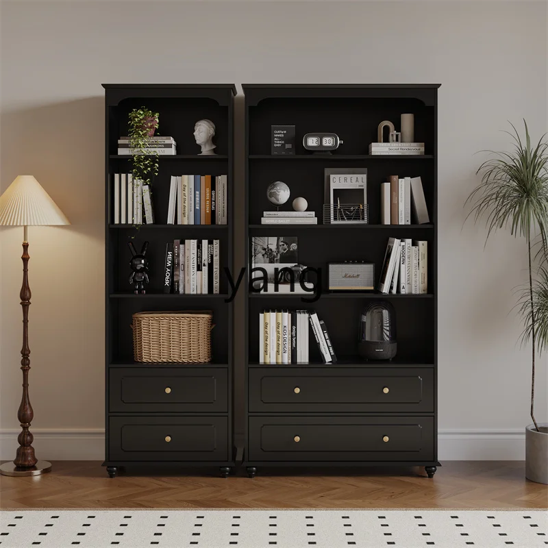LMM， retro bookcase antique study bedroom home floor bookcase shelf