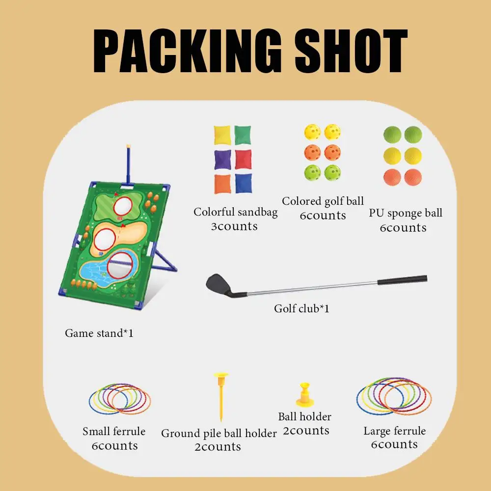Zestaw do gry w rzucanie piłką golfową 3w1: wieszak na ubrania, worek z piaskiem, pierścień - zabawki interaktywne dla rodziców i dzieci do sportów na świeżym powietrzu.