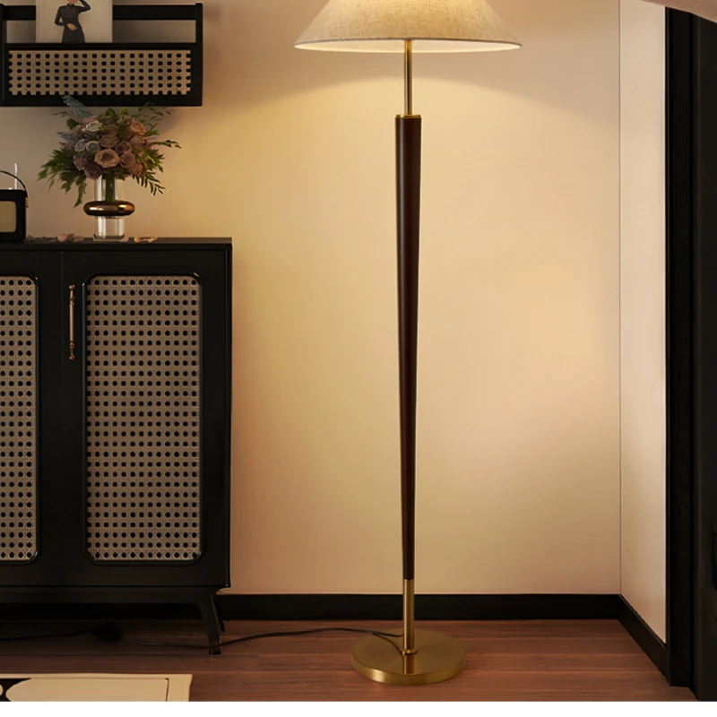 

SANDYHA Modern Walnut Solid Wood Floor Lamp Decorative Lighting for Living Room Bedroom Bedside Sofa Stand Up Desk Light