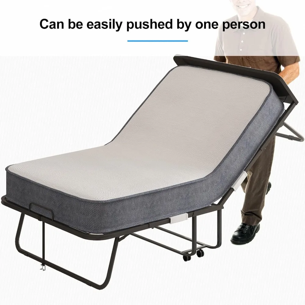 سرير قابل للطي مع 5 مرتبة للبالغين، سرير قابل للطي مقاس 75 × 38 مع حقيبة مقاومة للغبار وإطار معدني، أسرة إضافية قابلة للطي