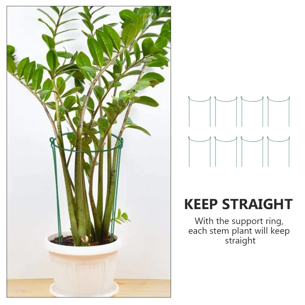 

8pcs Support Frame Potted Flower Support Circle Pack Durable Semicircle Design Easy Install For Climbing Plants Diy Plant Stakes