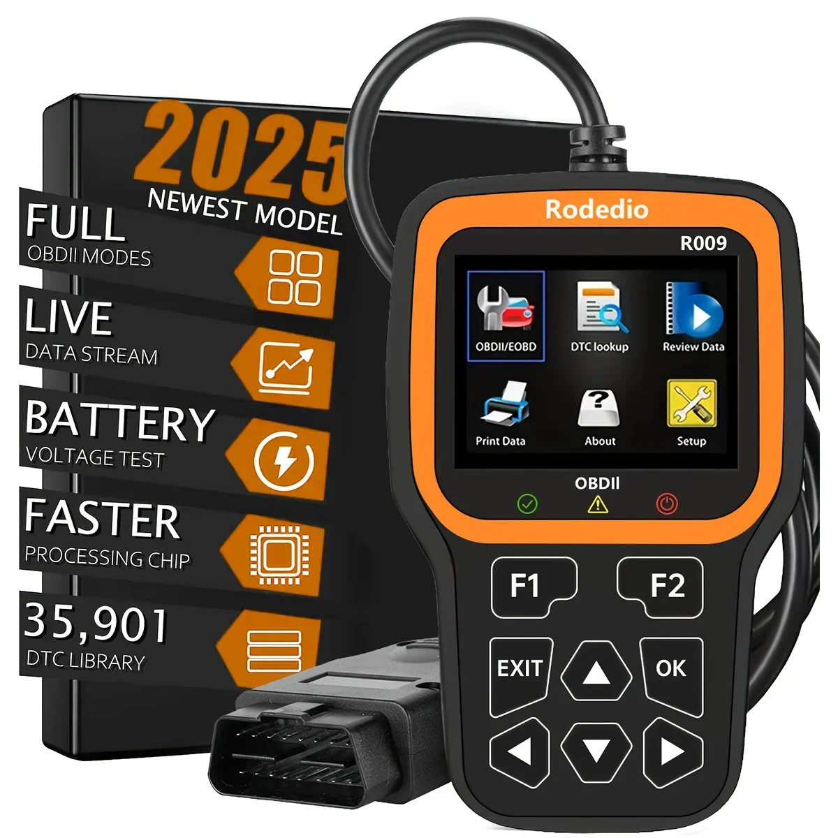 الماسح الضوئي OBD2 - أداة تشخيص السيارة وقارئ الرمز لجميع مركبات OBDII، واجهة سهلة الاستخدام، وأداء موثوق