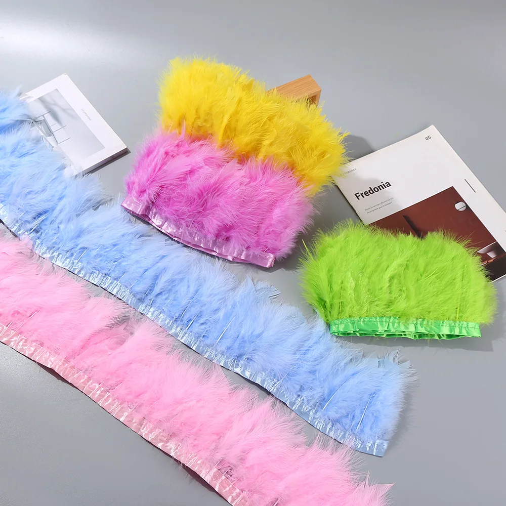 10Meter Marabou Feathers Fringe Trim 8-10CM for Needlework and Handicrafts Feather Dress Accessories Plumes Fringes for Clothes