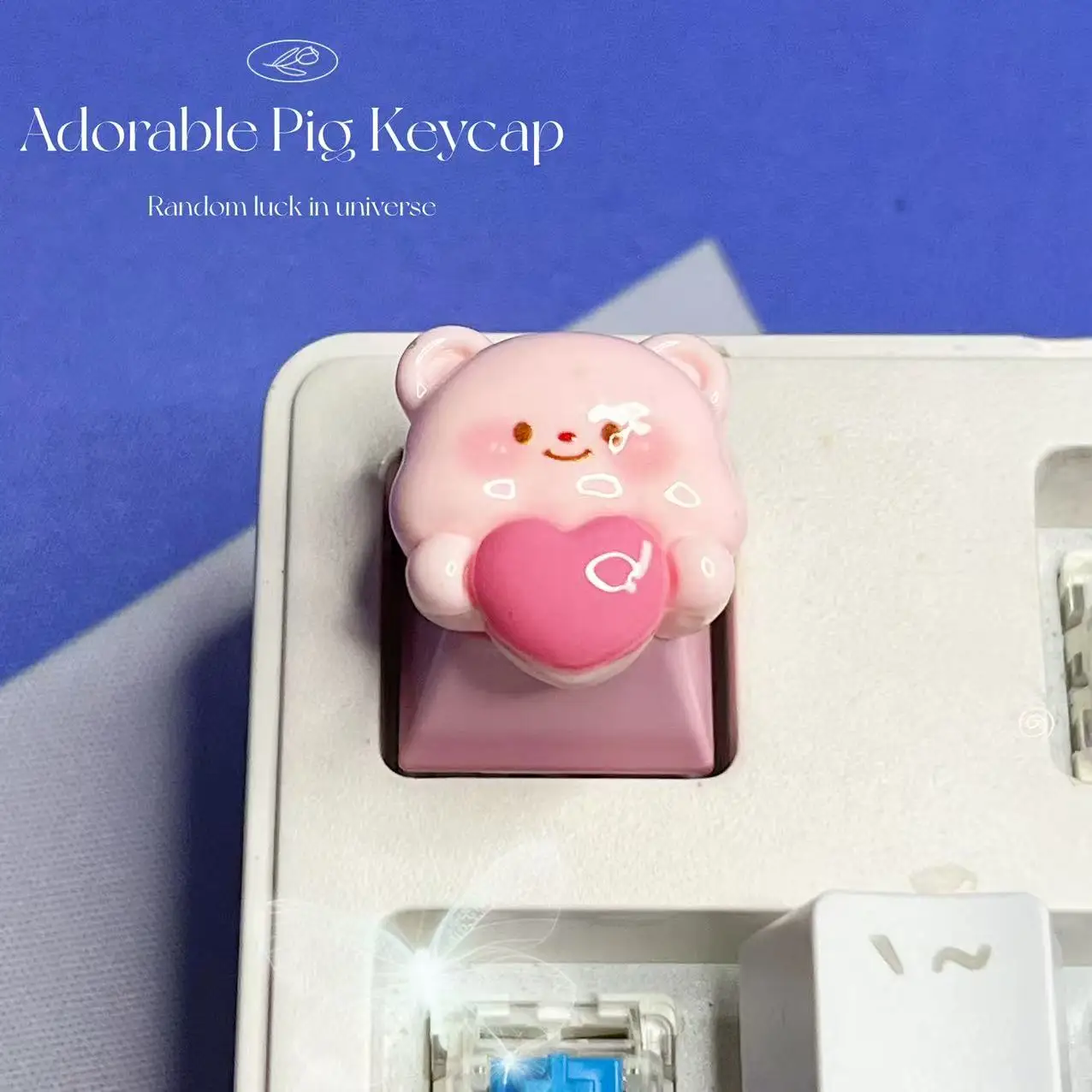 

DIY Pink Crown Little Pig Keycaps Personalized Cute Little Pig Mechanical Keyboard Creative Birthday Gift Love Bear Keycaps