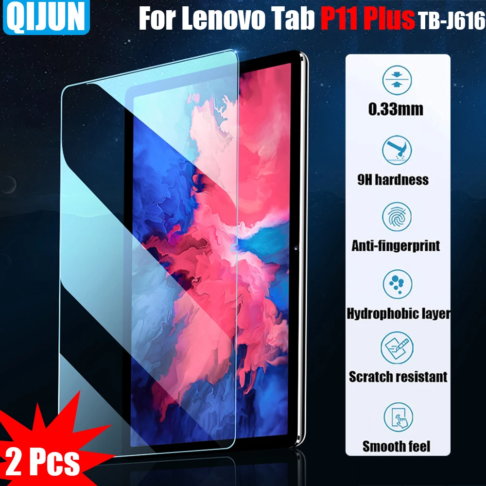 

Tablet Tempered glass film For Lenovo Tab P11 Plus Explosion Scratch proof membrane Anti fingerprint protective 2 Pcs TB-J616