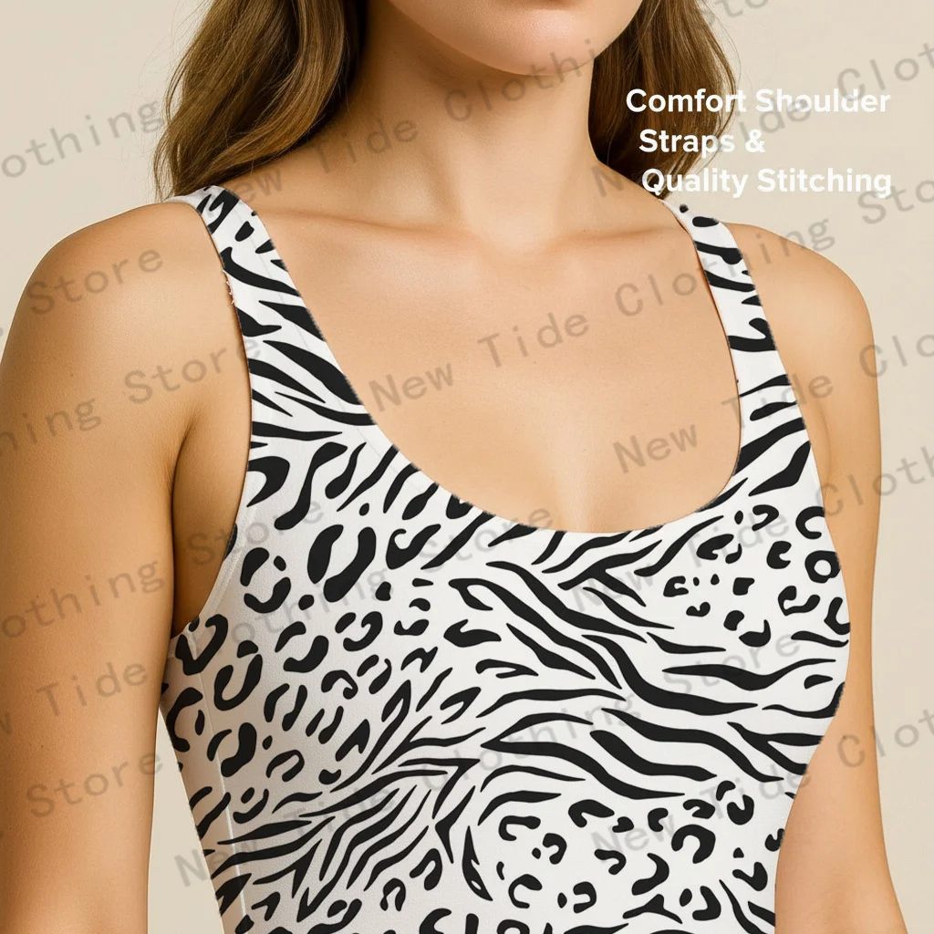 Zebra Print One Piece Swimsuit for Women Sexy Monokini Bathing Suit Summer Beachwear Trendy Animal Pattern Swimwear Outfit