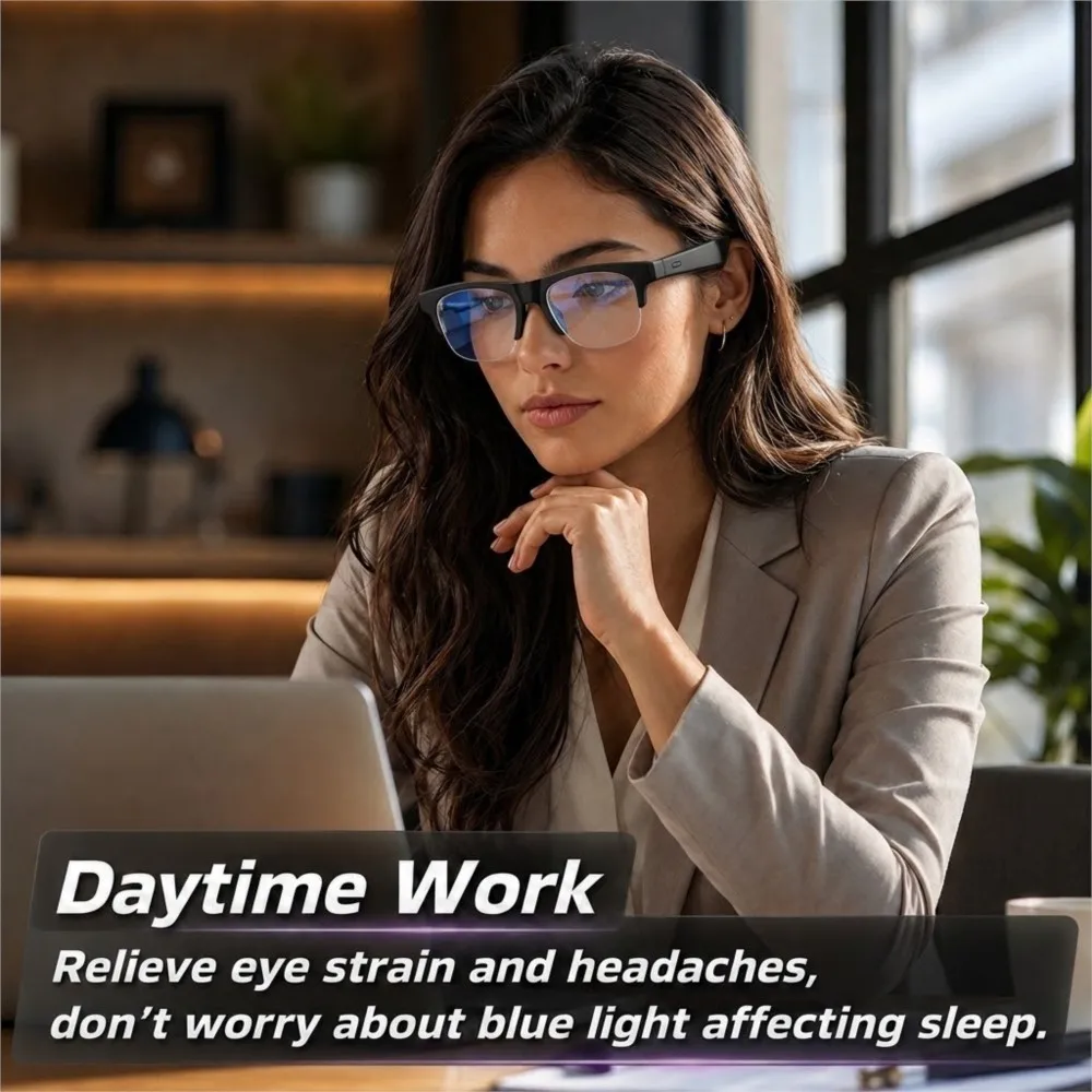 Anti Blue Light Smart Glasses Hands-Free Calling Music Playback Bluetooth Chat Sunglasses for Men Touch Control Phone's Selfie