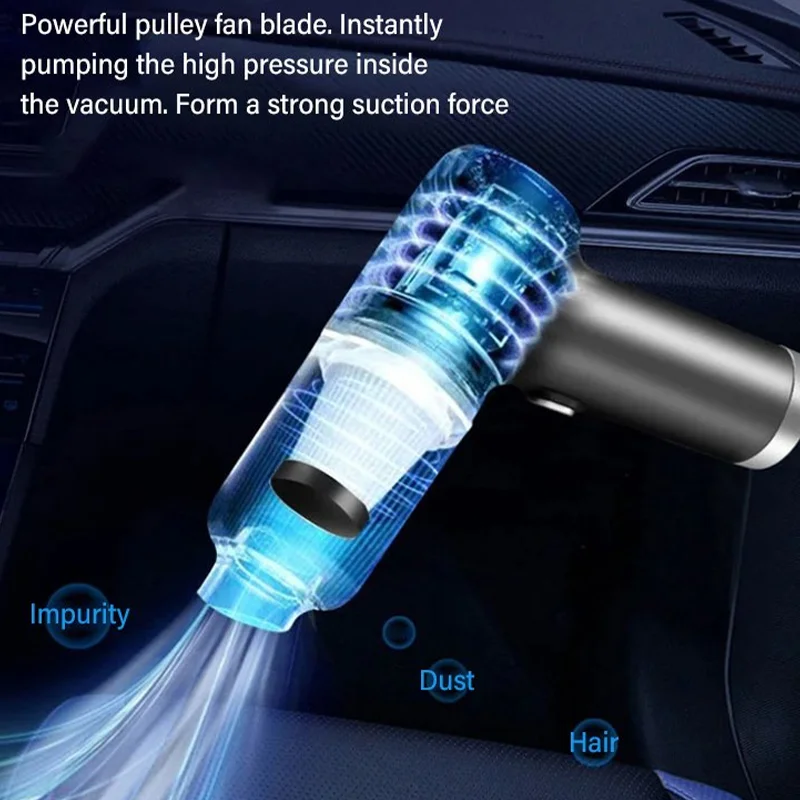 Aspirapolvere aspirapolvere Wireless ricaricabile gonfiabile 120W ad alta potenza per la pulizia portatile portatile dell'auto dell'aeratore domestico