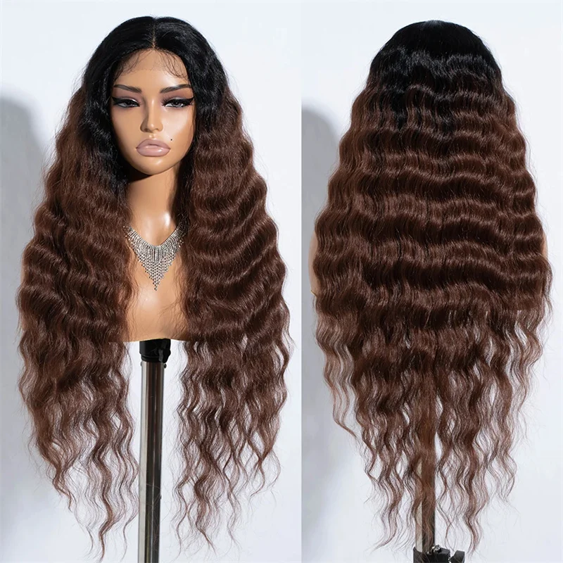 

30inch Glueless Preplucked Ombre Brown 180Density Body Wave 5x5 Silk Base Jewish Human With BabyHair HDLace European Hair