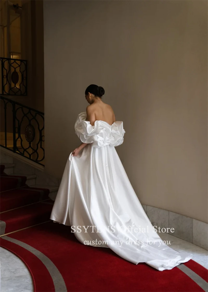 Ssytens Luxe Off Shoulder Trouwjurken Prinses Bruidsjurken Sweep Trein A-Lijn Bruid Jurk Aangepaste Gelegenheid Robe De Mariee