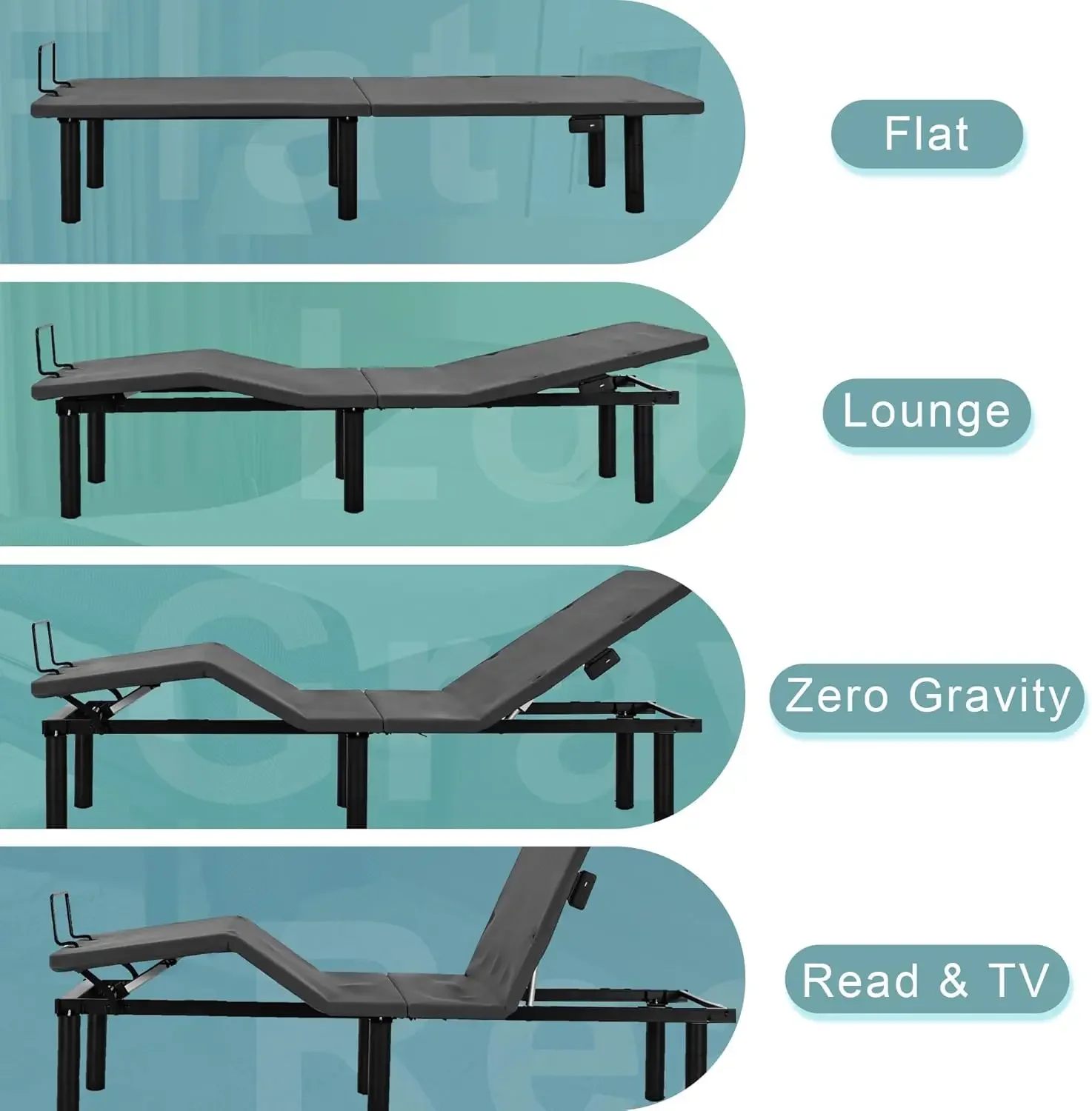 Electric Adjustable Bed Frame Bed Base, Zero Gravity,USB Type C Charging- Head and Foot Incline,Under Bed Lighting,Easy