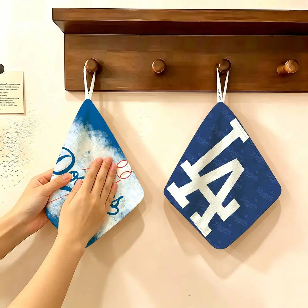 Los Angeles D-Dodgers Polyester Cotton Hand Wiping Towel with Hanging Loop, Lightweight for Home and Commercial Use