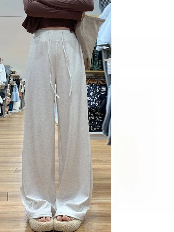 Pantaloni da yoga morbidi a gamba larga Pantaloni sportivi comodi drappeggiati da donna Pantaloni a tubo dritto larghi a vita alta Abbigliamento autunnale