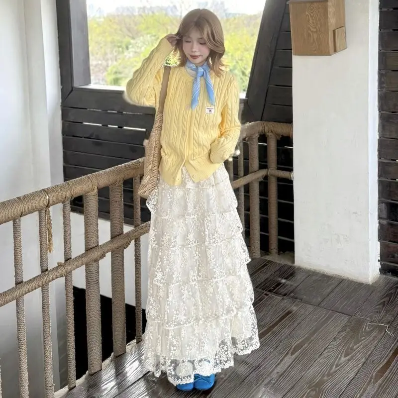 

Korea Sweet Style Two-Piece Set Twisted Knitted Sweater Cardigan Women'S Spring Autumn New Niche Design Set