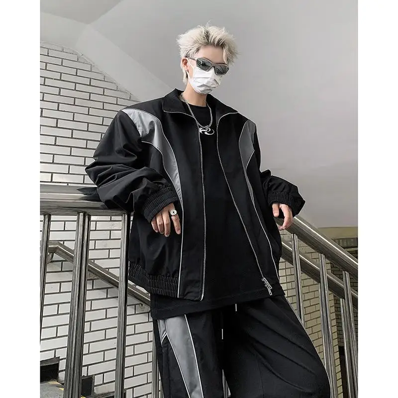 American high-end lapel tooling sports suit men's 2023 autumn new fashion retro deconstruction design suit 남성의류 clothes for men