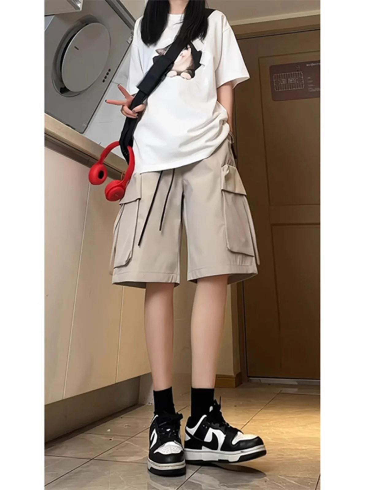 

American Functional Sle Men's orts Summer Large ket Design Waterproof Five-Part High Street Cool Workwear Pants