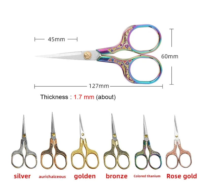 1PC Nähen Schere Edelstahl Retro Stickerei Schneider Schere Schneider Schere Stoff Cutter DIY Nähen Zubehör – Detail 2