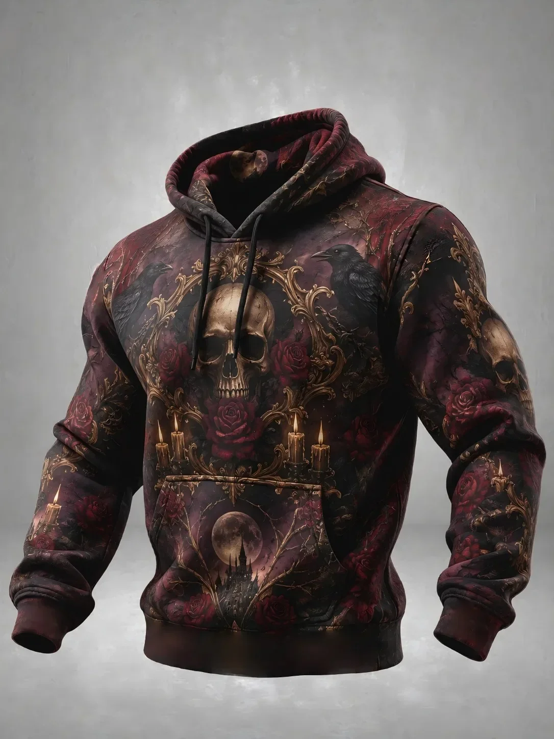 Unisex 3D Print Halloween Hoodie Haunted House Ghost Pumpkin Bat Lightning Full Print Pullover Long Sleeve Sweatshirt
