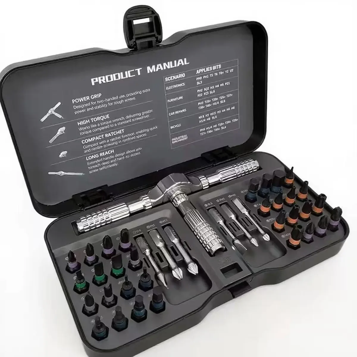 40-in-1 Ratcheting Screwdriver Set with Sockets & Bits, Multi-Function Home Tool Kit for DIY Repair - Compact Case Included