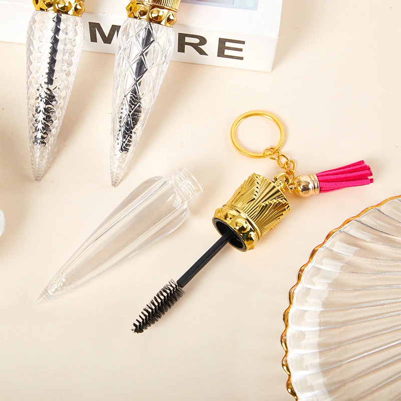 1PC Tube Eyelash Brush With Keychain  Mascara Wand For Lash Extension Clear Micro Comb Container Makeup Tool