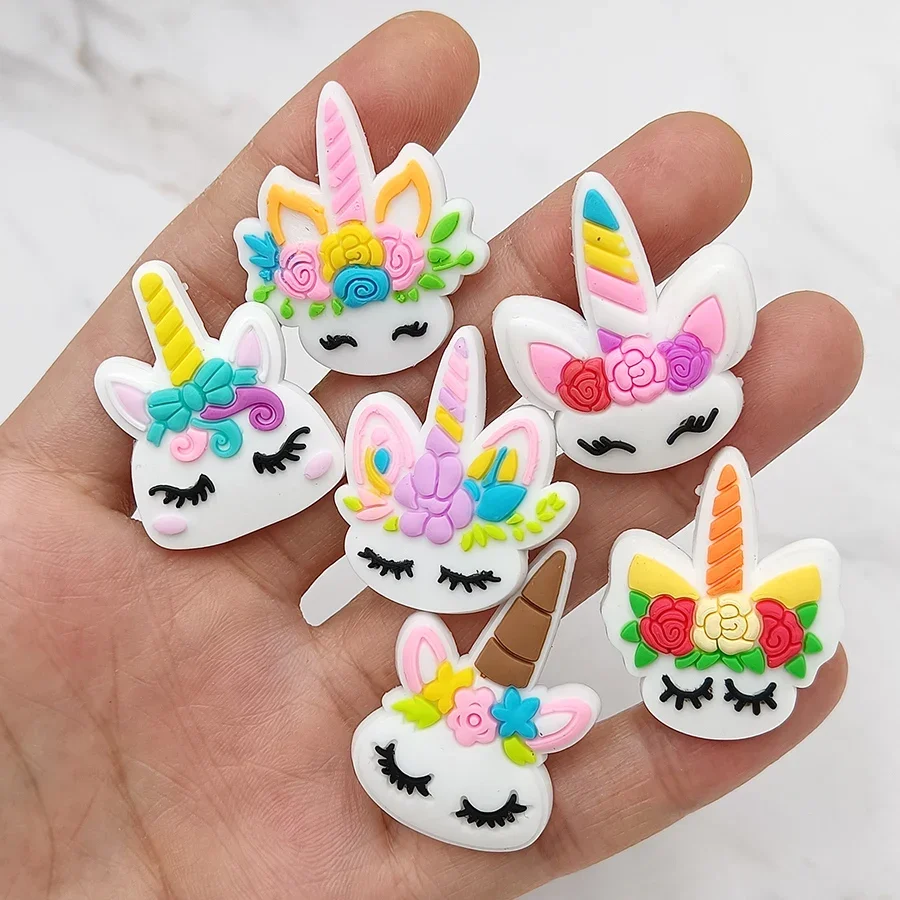 1Pcs Colorful Flower Unicorn PVC Shoe Charms Funny Designer Sandal Upper Decoration Accessories Clog Pin Buckle Fit Kids Gift