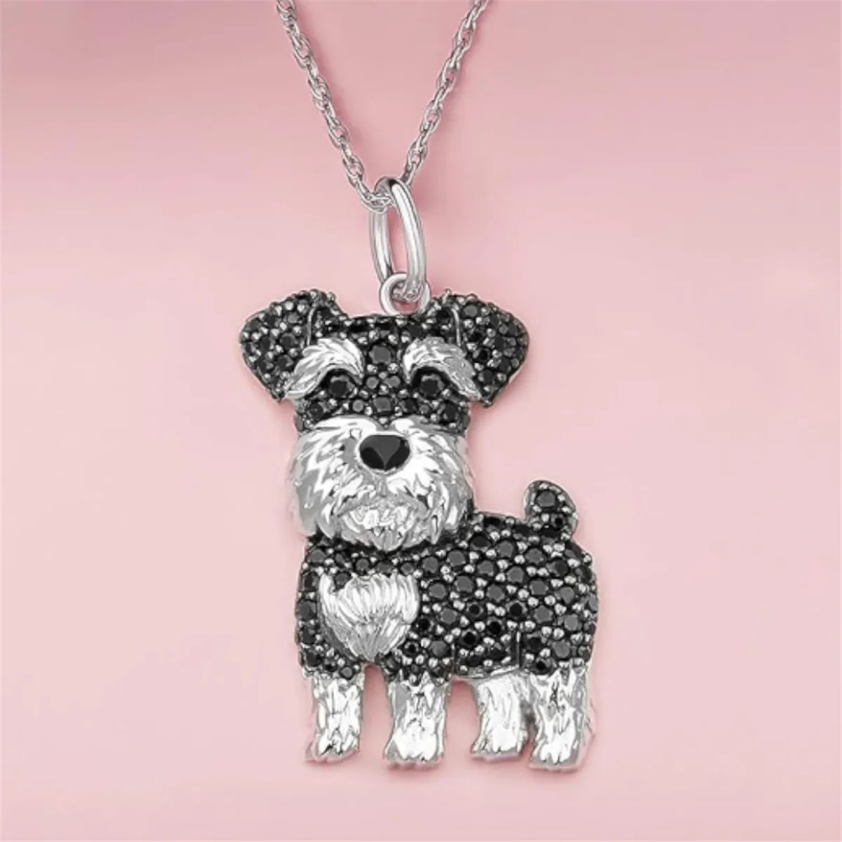 Exquisite and Cute Schnauzer Dog Pendant Necklace for Women Elegant Pet Puppy Jewelry Animal Accessories Dog Lovers Gift