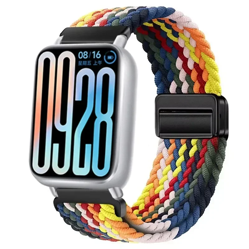 حزام من النايلون المنسوج لساعة Redmi 5/4 مشبك مغناطيسي مريح قابل للتعديل معصمه لـ Xiaomi Mi Band 8 Pro/9Pro Correa