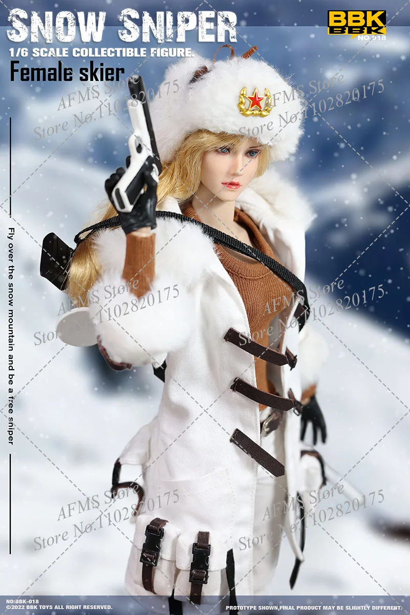 BBK BBK018 1/6 Scale Beauty Female Soldier Collectible Dolls Snow Sniper Skier 12 Inches Full Set Action Figure Model Toys Gift