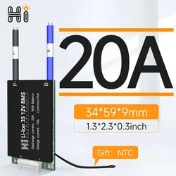 Cargador de batería de litio Lifepo4, placa de protección PCB BMS con equilibrador, 3S, 4S, 12V, 6S, 7S, 24V, 36V, 20A, BMS, 18650