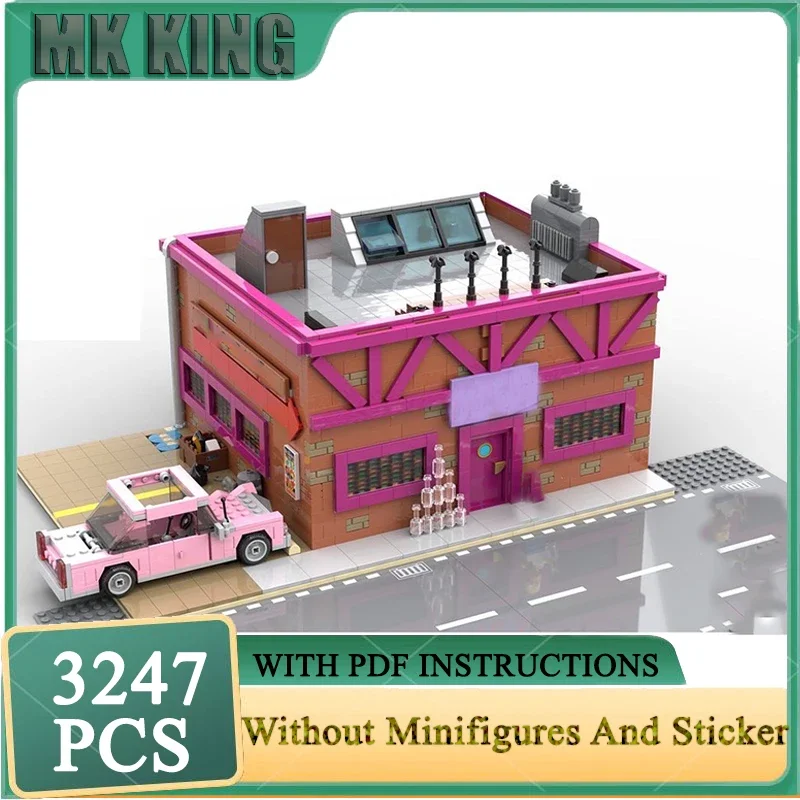 

Popular City Street View Model Moc Building Bricks Springfield Tavern Architecture Technology Modular Block GiftsToy DIY Set
