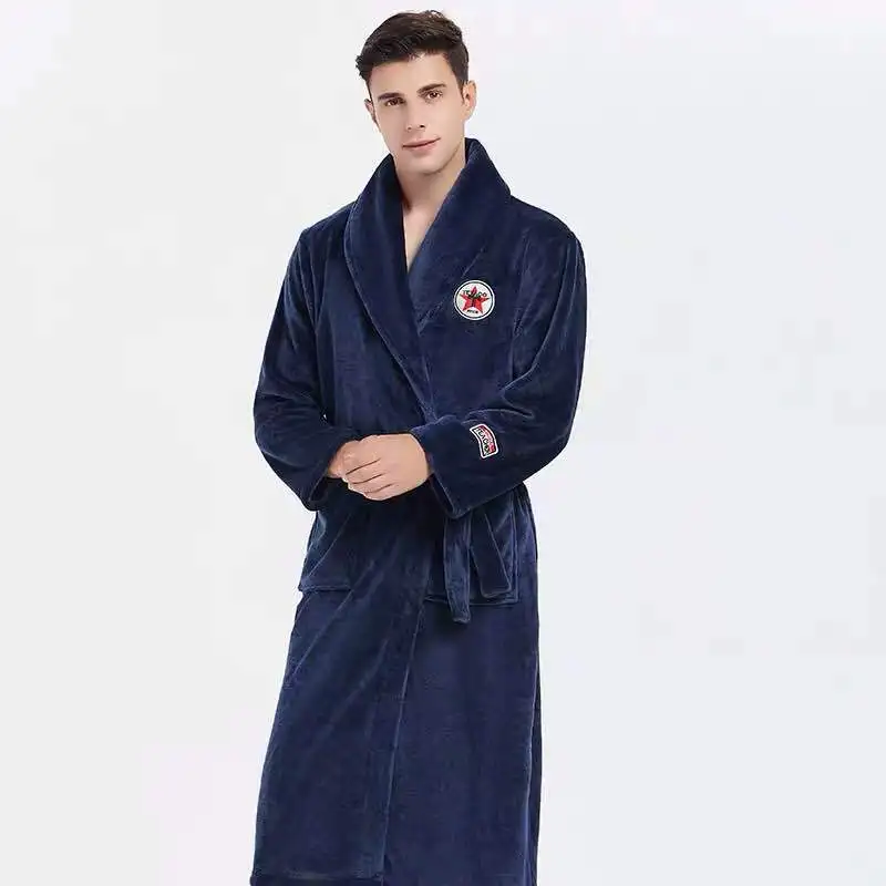 High Quality Men\'s Robe Winter Bathrobe Male Long Thick Warm Terry Fleece Towel Dressing Gown Couple Home Bath Robes