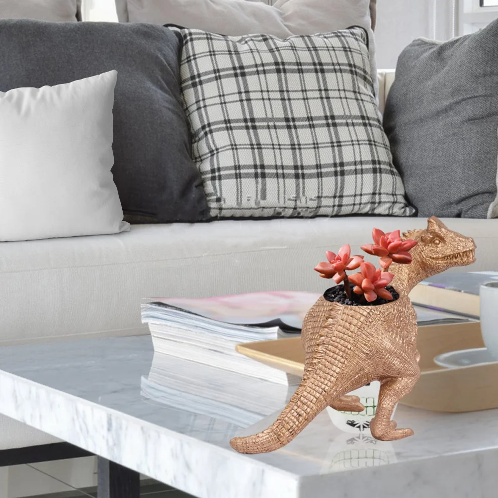 

1Pcs Desktop Decorative Resin Flowerpot Dinosaur Modeling Creative Succulent Container for Home Office Desk Plant Pot Unique