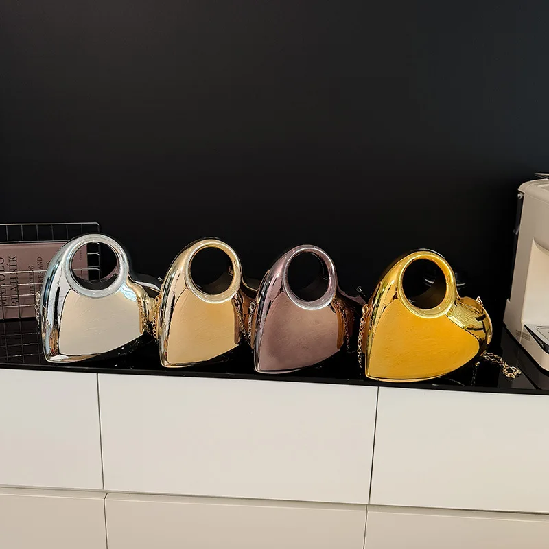 Bolso de noche con corazones acrílicos a la moda, nuevo bolso con lápiz labial para mujer, bolso de hombro de alta calidad, bolso de noche de lujo, monederos pequeños para fiesta
