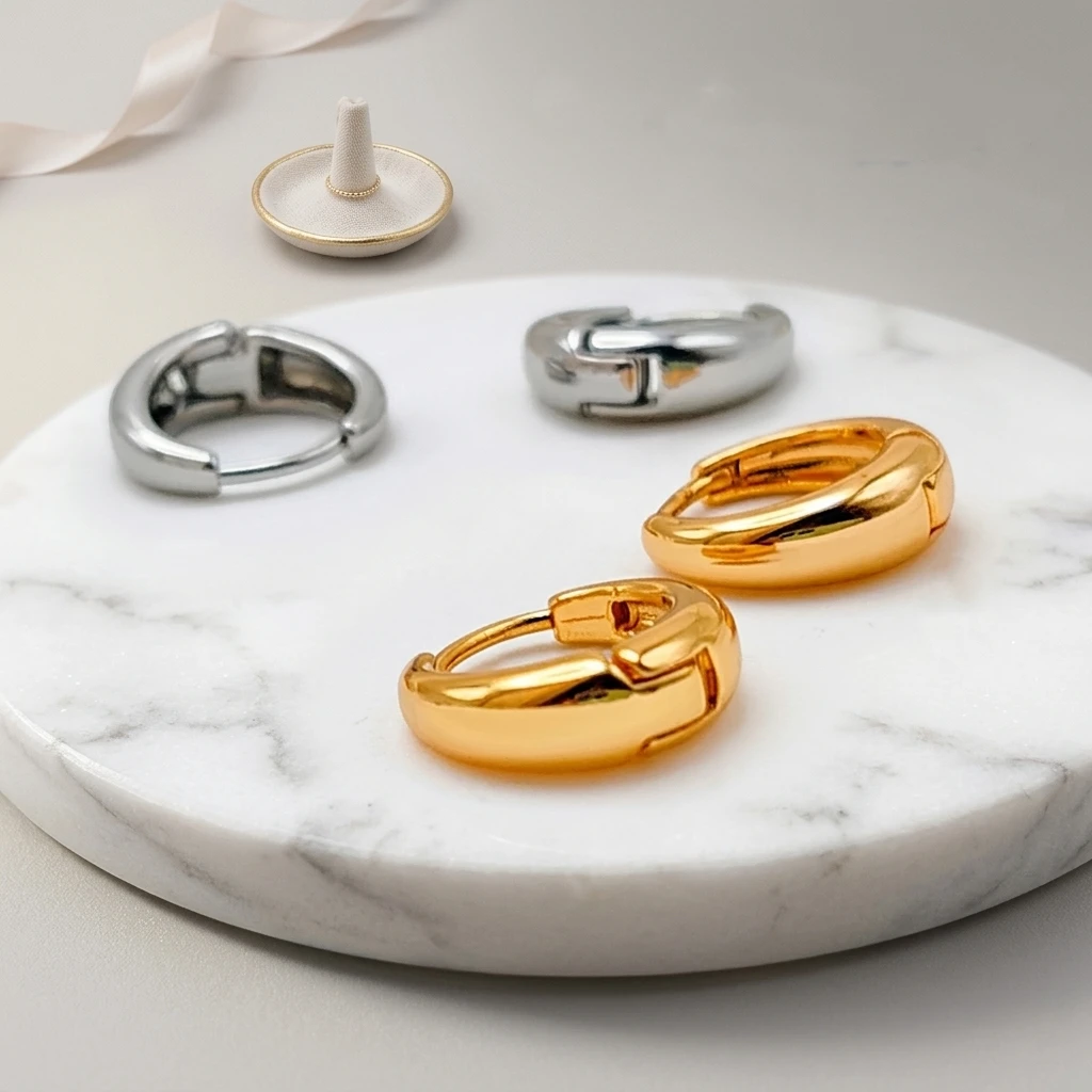 St-Delan Stainless Steel Chunky Hoop Earrings for Women Men Thick Huggie Hoops Minimalist Jewelry