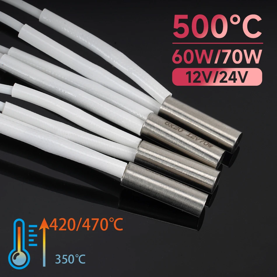 

12V/24V 60W 70W Heater Cartridge 3D Printer Parts Hotend Heating Tube 420℃/470℃ High Temperature For E3D V6 Volcano Heaterblock