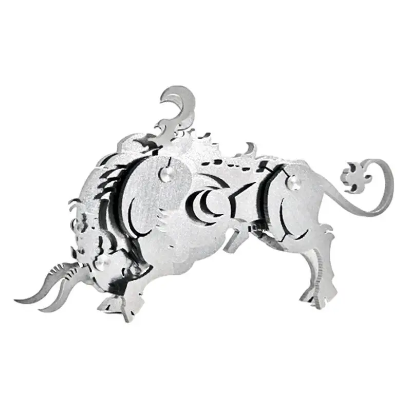 3D Cattle Model Screw Connection Stainless Steel DIY Cattle Metal Puzzle Assembled Model Allmetal Ornament