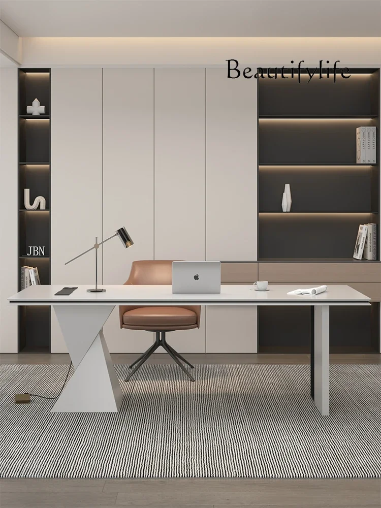 

BJ Итальянский минималистичный стол, современный кабинет для взрослых, большая доска из цельного дерева, белый стол, компьютерный стол