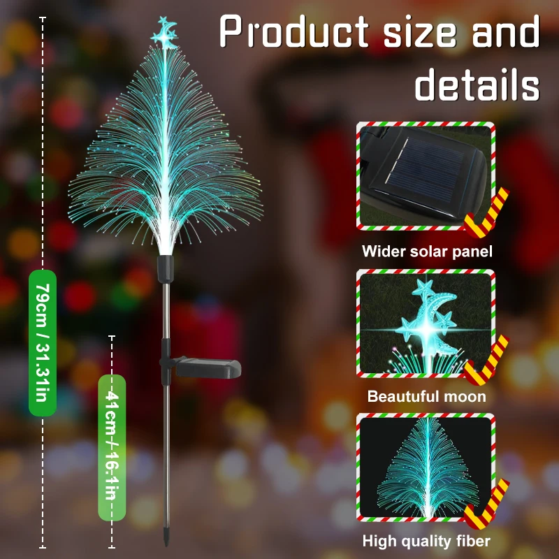 Solar Christmas Tree Light 2-8Pc Color Changing Xmas Garden Light Outdoor Waterproof LED Pathway Lamp Lawn Patio Yard Decoration
