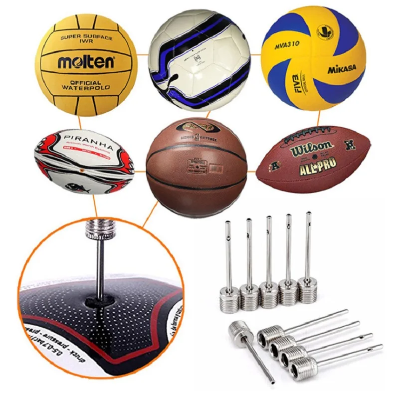 5/10pcs Sport Ball Inflating Pump Needle For Football Basketball Soccer Inflatable Air Valve Adaptor Stainless Steel Pump Pin