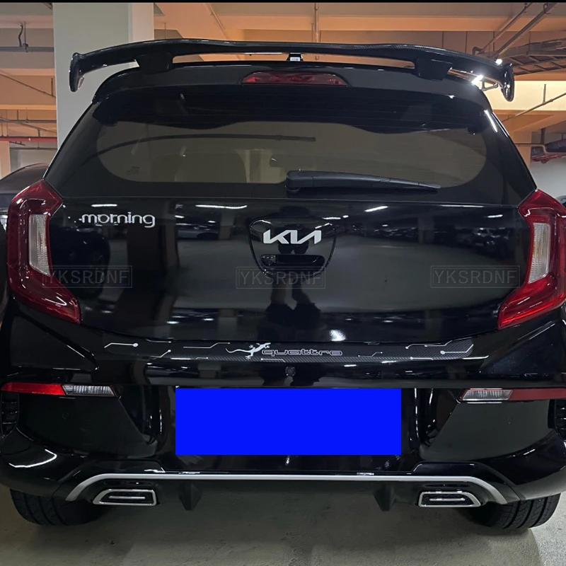 High Quality ABS Material For Kia Picanto/Morning Spoiler Carbon Fiber Look Hatchback Roof Rear Wing Body Kit Accessories