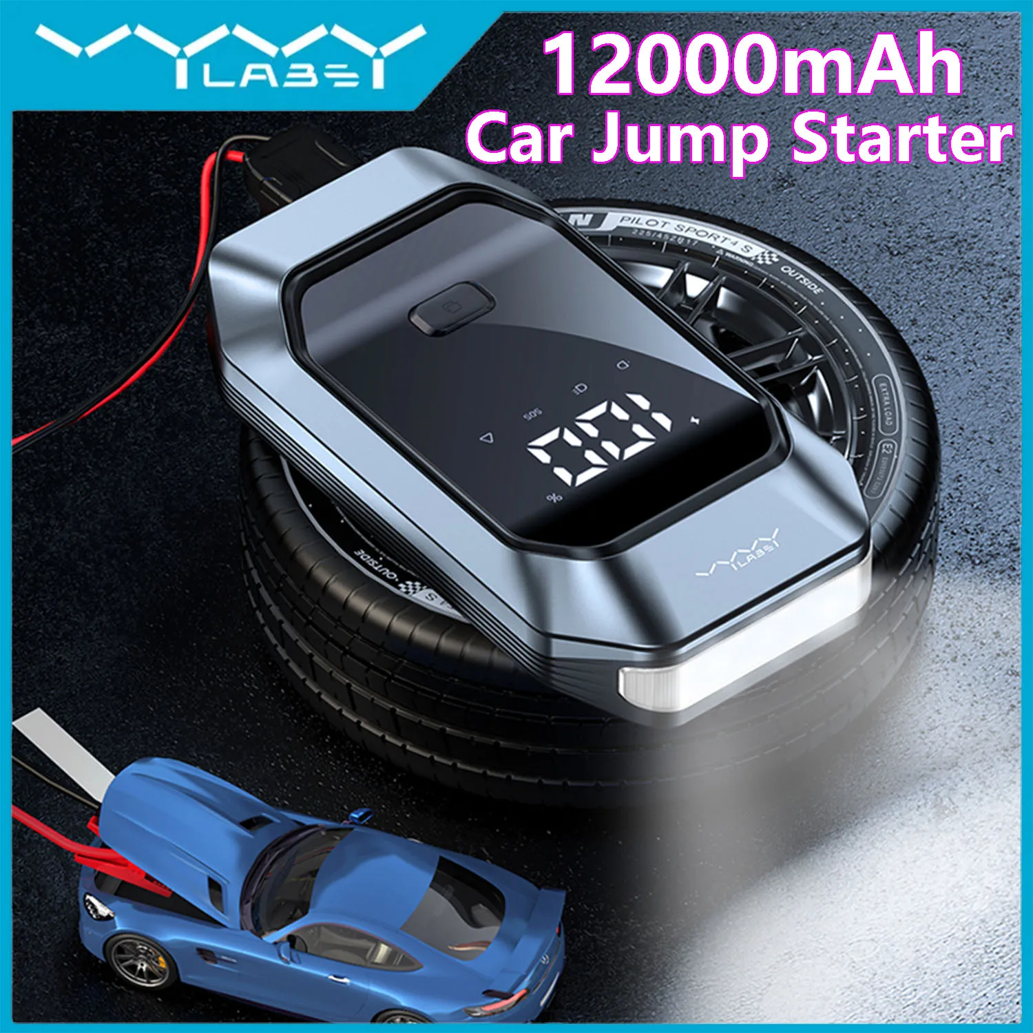 

VYVYLABS 12000mAh Car Jump Starter Starting Device 1000A Jumpstarter Auto Buster Emergency Booster Car Jump Start Power Bank