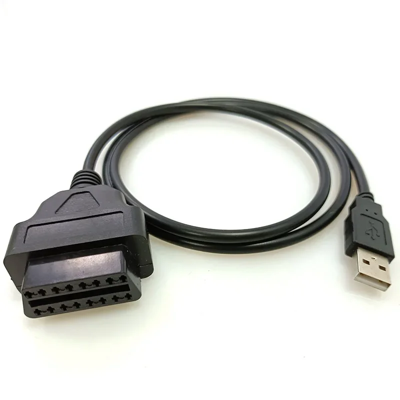 Cable de conexión OBD2 hembra a USB para coche, conector adaptador USB para GPS, Cable de extensión de alimentación HUD, 1 M, Cable OBD de 16 Pines,