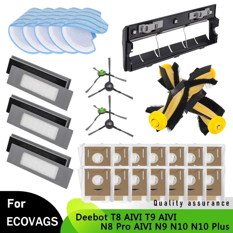 Para ECOVACS Deebot N9 N10 N10 Plus T8 AIVI T9 AIVI N8 Pro AIVI accesorios Cepillo Lateral, cepillo principal, filtro, bolsa de polvo, filtro Hepa