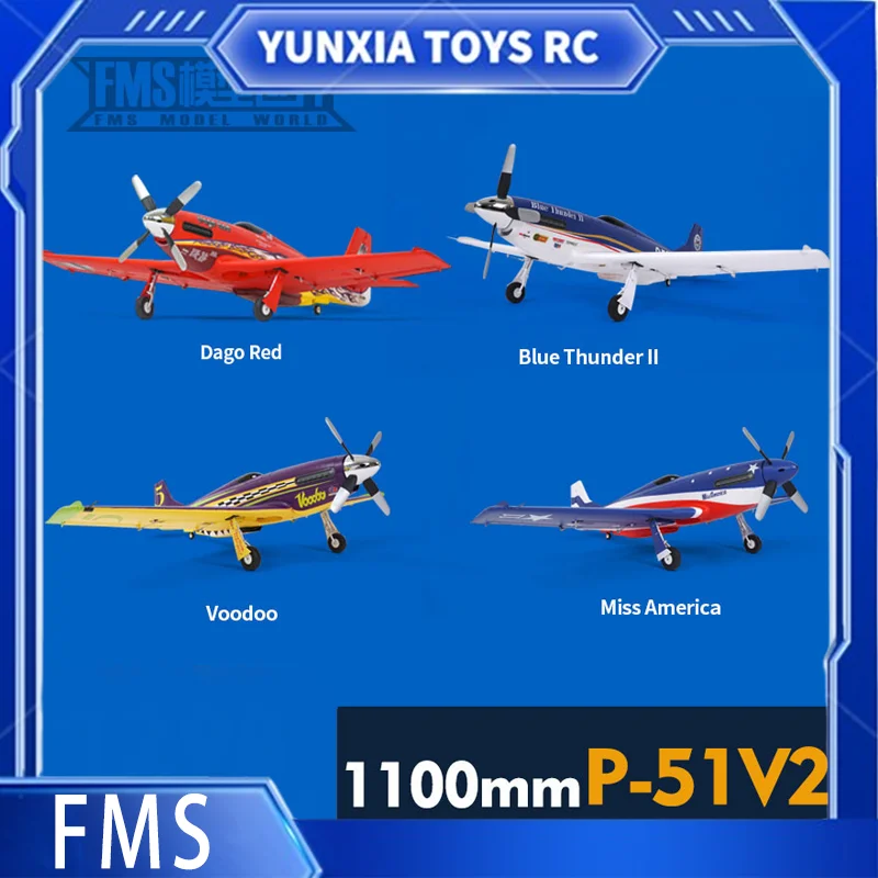 Fms 1100mm esporte p51 mustang máquina de corrida elefante elétrico montagem asa fixa controle remoto modelo profissional aeronave