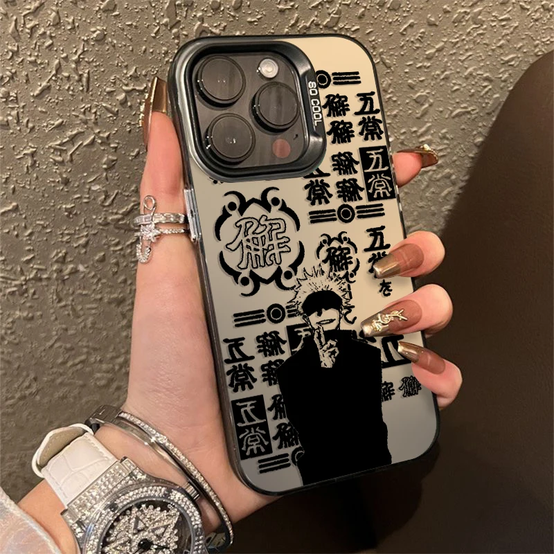 Jujutsu Kaisen Handsome For iPhone Apple 15 14 13 12 11 XS XR X 8 7 Pro Max Plus Colorful Silver Shockproof Phone Case TPU